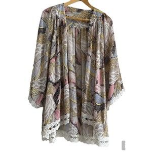 Jodifl Floral Lace Open Drape Flowy Kimono Duster Cardigan Women’s Size Small